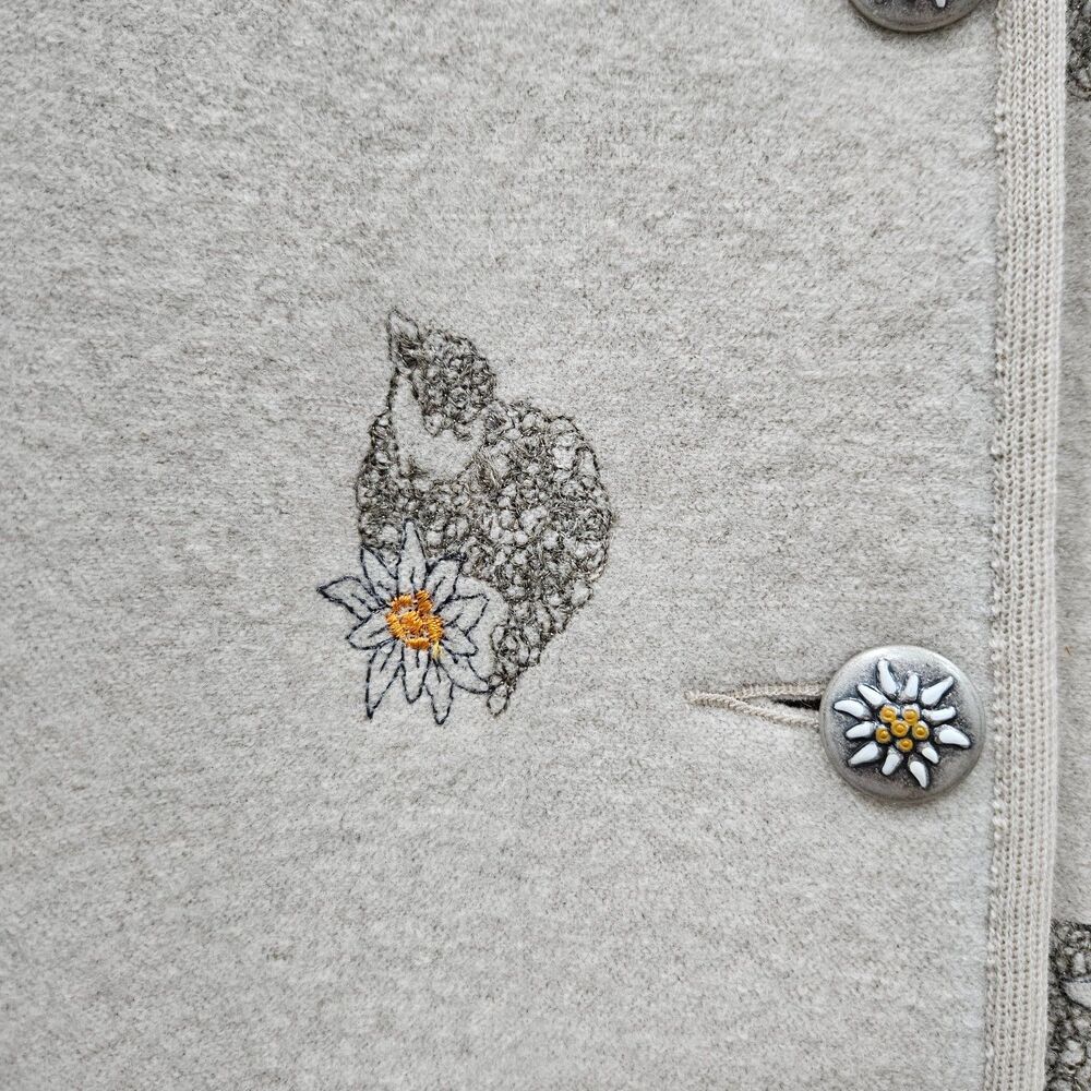 Vintage Geiger Embroidered Boiled Wool Jacket 50 Gray Quiet Luxury Made Austria - Picture 4 of 12
